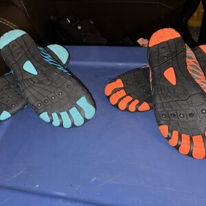 Blue and Orange Athletic Shoes with Flexible Design